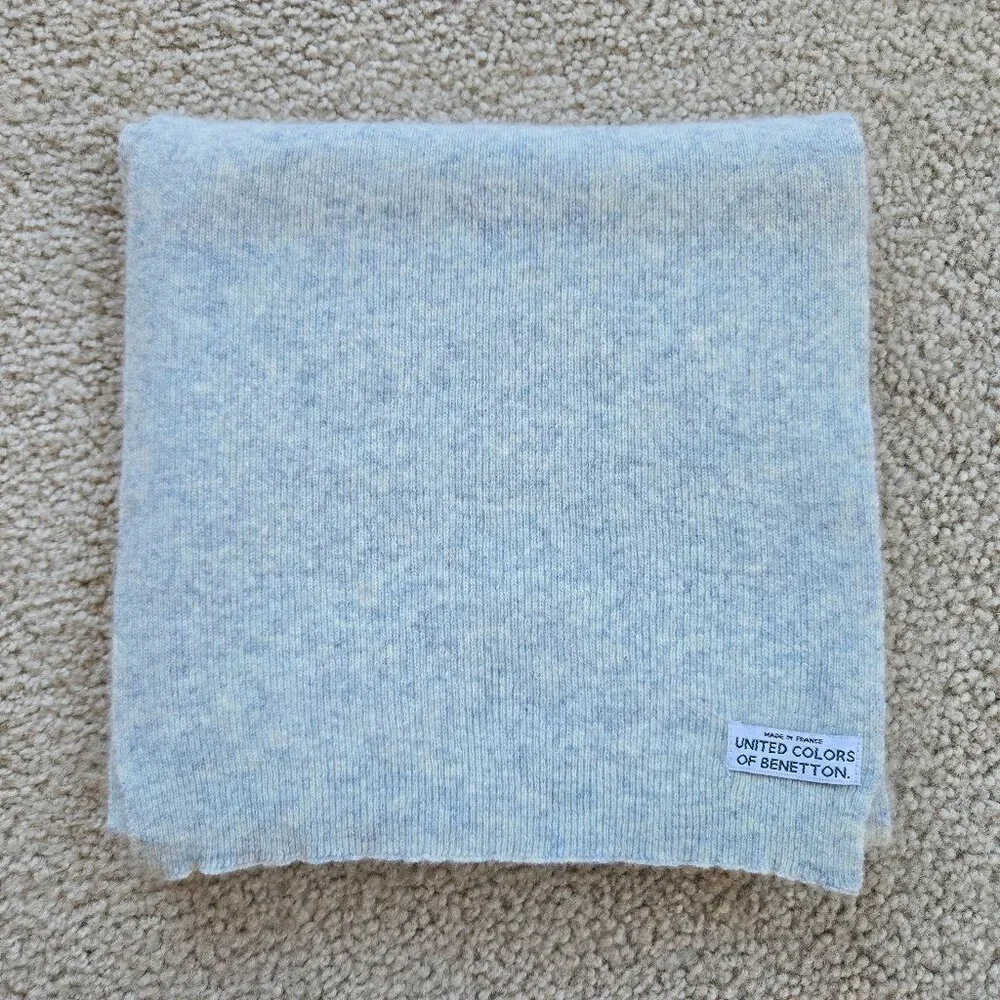 Light Heathered Blue Benetton cashmere scarf